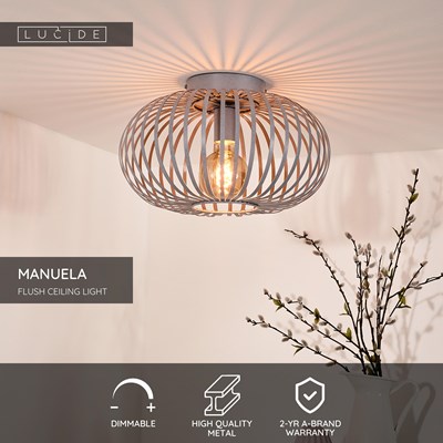 Lucide MANUELA - Flush ceiling light - Ø 39,5 cm - 1xE27 - Grey